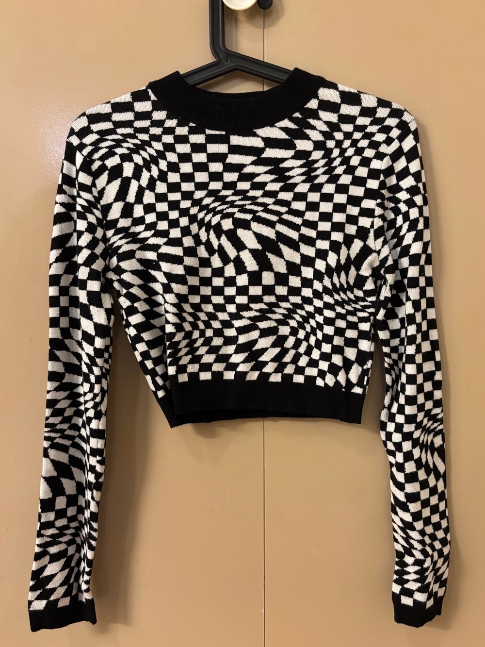 Garage Cropped Wonky Checkered Sweater